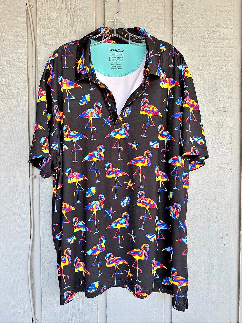 BirdieBound Flamingo Print Short Sleeve Shirt 3XL Like New